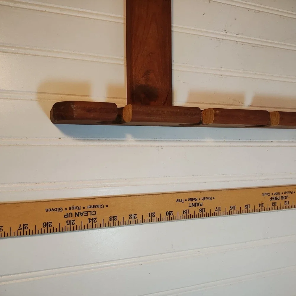Vintage Wood Hat Rack for Baseball Caps Wall Mounted Storage Brown Wood 12 Slots